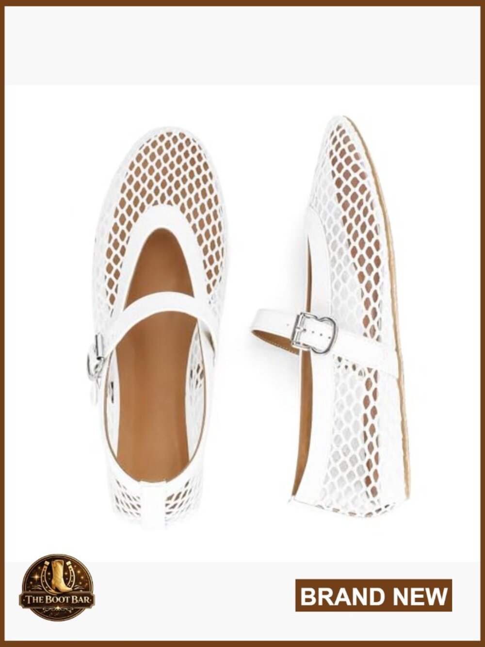 Mesh Ballet Flats Fishnet Mary Jane Buckle Strap Round Toe Flats - Picture 6 of 7